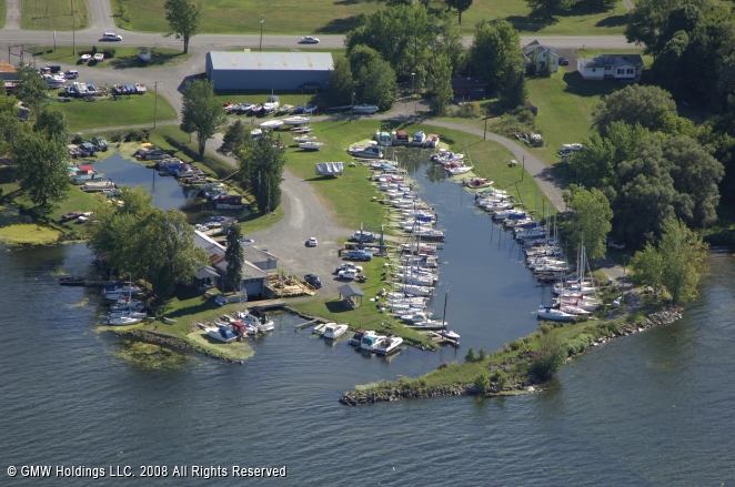 Aerial view of Oneida Lake Marina in South Bay on Oneida Lake, Canastota, New York